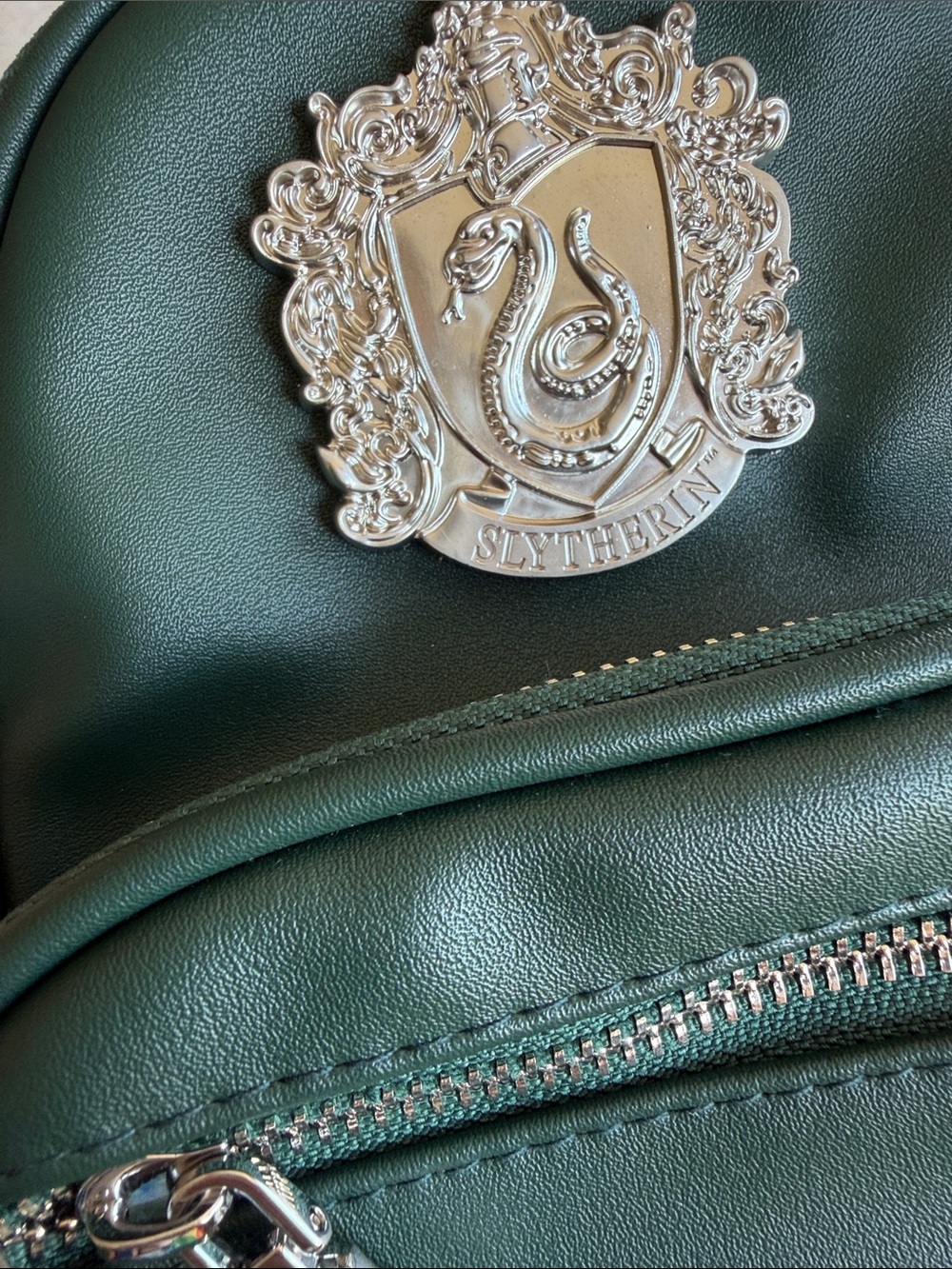 Green Mini Backpack Crossbody Bag with Pom Pom *never used - Picture 3 of 3